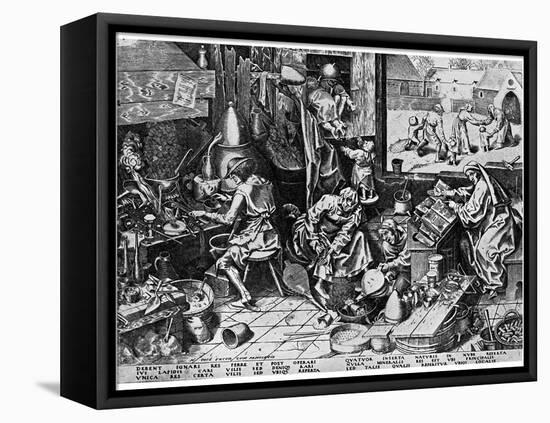 Elixir of Life: 'The Alchemist, 1558-Pieter Bruegel the Elder-Framed Stretched Canvas