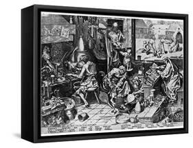 Elixir of Life: 'The Alchemist, 1558-Pieter Bruegel the Elder-Framed Stretched Canvas