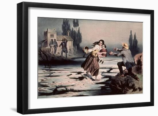 Eliza Crossing the Ice Floes of the Ohio River to Freedom, Uncle Tom's Cabin Stowe-Adolphe Jean-baptiste Bayot-Framed Giclee Print