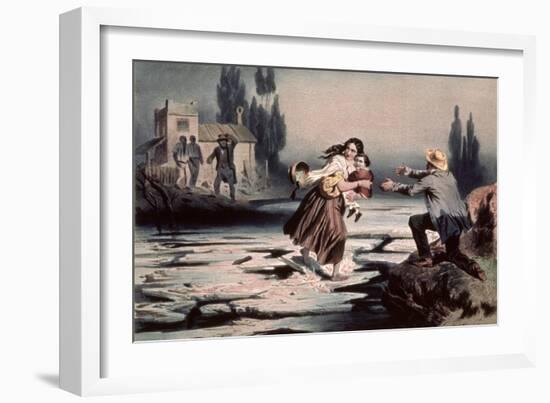 Eliza Crossing the Ice Floes of the Ohio River to Freedom, Uncle Tom's Cabin Stowe-Adolphe Jean-baptiste Bayot-Framed Giclee Print