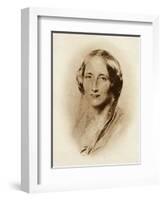 Elizabeth Cleghorn Gaskell Writer in 1851-George Richmond-Framed Art Print