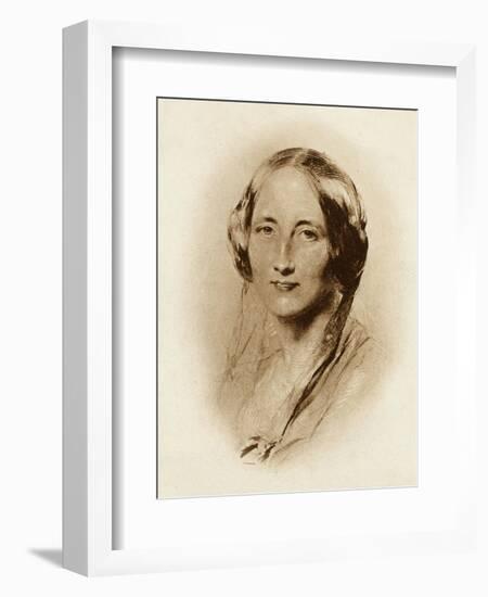 Elizabeth Cleghorn Gaskell Writer in 1851-George Richmond-Framed Art Print