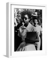 Elizabeth Eckford Is Harassed as She Enters Little Rock Central High, Sept 6, 1957-null-Framed Photo