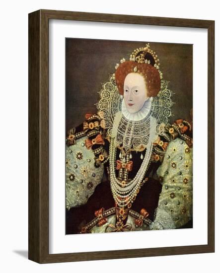 Elizabeth I, Queen of England and Ireland, C1588, (C1902-190)-George Gower-Framed Giclee Print