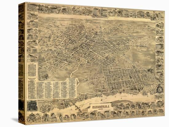 Elizabeth, New Jersey - Panoramic Map-Lantern Press-Stretched Canvas