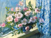 Delphiniums on a Window Sill-Elizabeth Parsons-Stretched Canvas