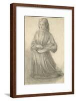 Elizabeth Siddal Playing a Stringed Instrument, C.1852 (Graphite on Off-White Paper)-Dante Gabriel Charles Rossetti-Framed Giclee Print