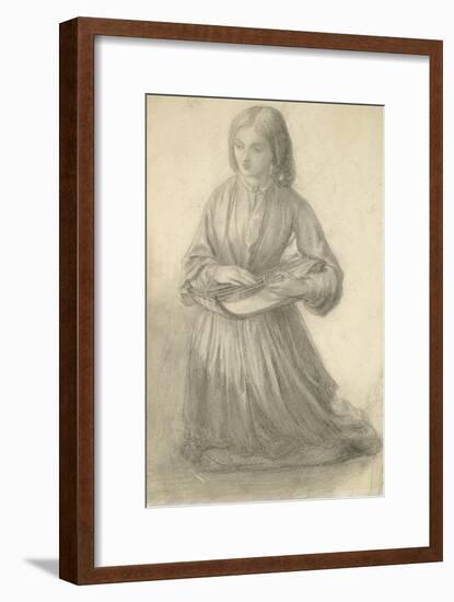 Elizabeth Siddal Playing a Stringed Instrument, C.1852 (Graphite on Off-White Paper)-Dante Gabriel Charles Rossetti-Framed Giclee Print