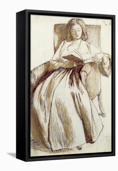 Elizabeth Siddal Reading a Book-Dante Gabriel Rossetti-Framed Stretched Canvas