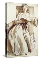 Elizabeth Siddal Reading a Book-Dante Gabriel Rossetti-Stretched Canvas