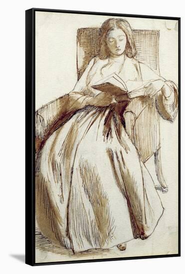 Elizabeth Siddal Reading a Book-Dante Gabriel Rossetti-Framed Stretched Canvas