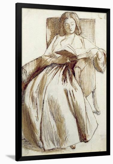 Elizabeth Siddal Reading a Book-Dante Gabriel Rossetti-Framed Giclee Print