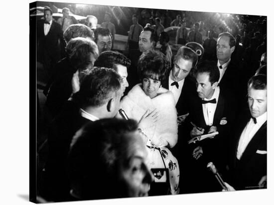 Elizabeth Taylor, After Winning an Oscar, in Crowd with Husband, Eddie Fisher-Grey Villet-Stretched Canvas