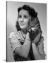 ELIZABETH TAYLOR (b/w photo)-null-Stretched Canvas