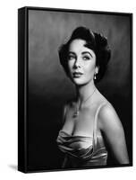 Elizabeth Taylor (b/w photo)-null-Framed Stretched Canvas