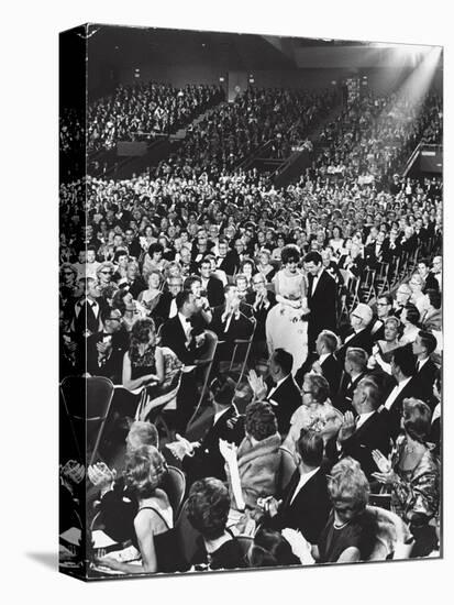 Elizabeth Taylor with Husband Eddie Fisher Accept Her Oscar Award During Academy Awards Ceremony-Ralph Crane-Stretched Canvas