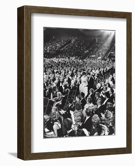 Elizabeth Taylor with Husband Eddie Fisher Accept Her Oscar Award During Academy Awards Ceremony-Ralph Crane-Framed Photographic Print