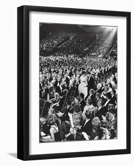 Elizabeth Taylor with Husband Eddie Fisher Accept Her Oscar Award During Academy Awards Ceremony-Ralph Crane-Framed Photographic Print