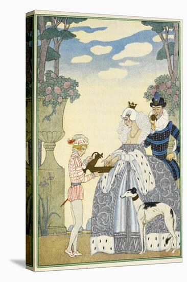 Elizabethan England A lady and gemtleman, and servant A greyhound-Georges Barbier-Stretched Canvas