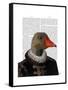 Elizabethan Goose in a Ruff-Fab Funky-Framed Stretched Canvas