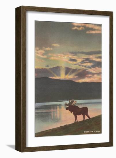 Elk at Sunset, Big Sky, Montana-null-Framed Art Print