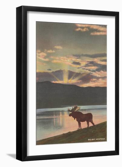 Elk at Sunset, Big Sky, Montana-null-Framed Art Print