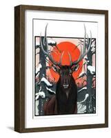 "Elk at Sunset,"January 6, 1923-Charles Bull-Framed Giclee Print
