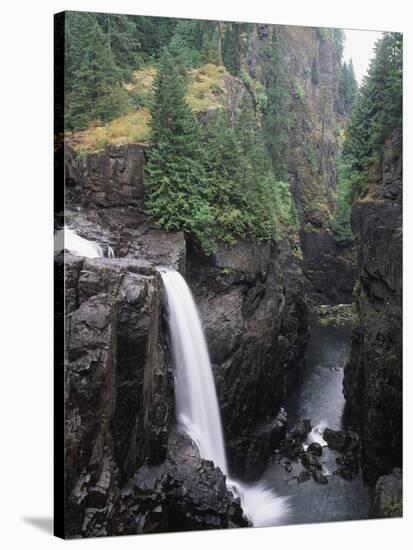 Elk Falls Park, Vancouver Island, Elk Falls Drops into a Deep Gorge-Christopher Talbot Frank-Stretched Canvas