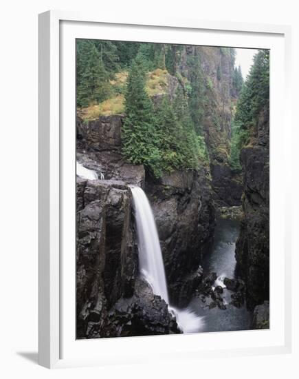 Elk Falls Park, Vancouver Island, Elk Falls Drops into a Deep Gorge-Christopher Talbot Frank-Framed Premium Photographic Print