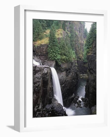 Elk Falls Park, Vancouver Island, Elk Falls Drops into a Deep Gorge-Christopher Talbot Frank-Framed Photographic Print