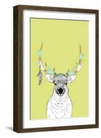 Elk & Feathers-Annie Bailey Art-Framed Art Print