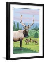 Elk Herd-Lantern Press-Framed Art Print