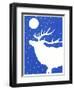 Elk in Snow with Moon Overhead-Crockett Collection-Framed Giclee Print