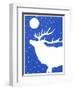 Elk in Snow with Moon Overhead-Crockett Collection-Framed Giclee Print