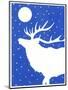 Elk in Snow with Moon Overhead-Crockett Collection-Mounted Giclee Print
