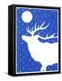 Elk in Snow with Moon Overhead-Crockett Collection-Framed Stretched Canvas