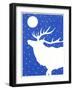 Elk in Snow with Moon Overhead-Crockett Collection-Framed Giclee Print