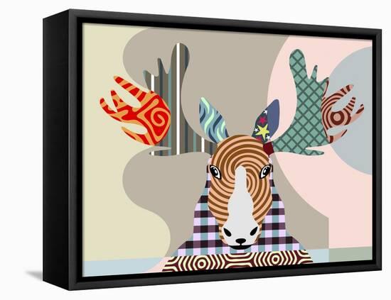 Elk Moose-Adefioye Lanre-Framed Stretched Canvas