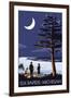 Elk Rapids, Michigan - Bonfire at Night Scene-Lantern Press-Framed Art Print