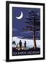 Elk Rapids, Michigan - Bonfire at Night Scene-Lantern Press-Framed Art Print