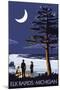 Elk Rapids, Michigan - Bonfire at Night Scene-Lantern Press-Mounted Art Print