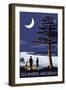 Elk Rapids, Michigan - Bonfire at Night Scene-Lantern Press-Framed Art Print