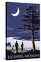 Elk Rapids, Michigan - Bonfire at Night Scene-Lantern Press-Stretched Canvas