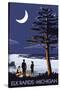 Elk Rapids, Michigan - Bonfire at Night Scene-Lantern Press-Stretched Canvas