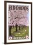 Elk Rapids, Michigan - Cherry Blossoms-Lantern Press-Framed Art Print