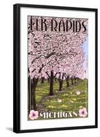 Elk Rapids, Michigan - Cherry Blossoms-Lantern Press-Framed Art Print