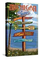 Elk Rapids, Michigan - Sign Destinations-Lantern Press-Stretched Canvas