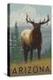 Elk Scene - Arizona-Lantern Press-Stretched Canvas