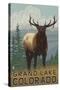 Elk Scene - Grand Lake, Colorado-Lantern Press-Stretched Canvas