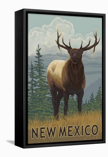 Elk Scene - New Mexico-Lantern Press-Framed Stretched Canvas